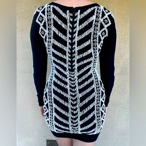 Black and White Beaded Mini Dress